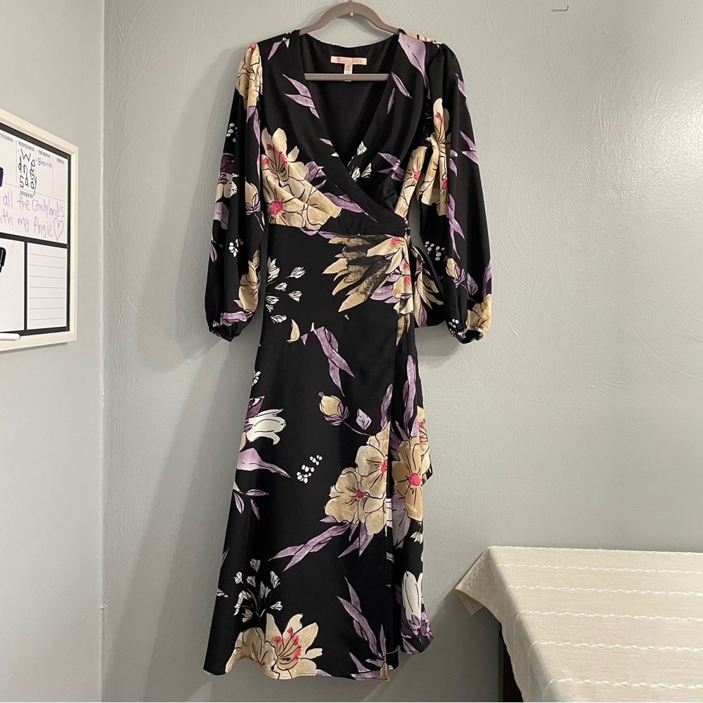 Anthropologie Hutch Wrap Long Sleeve Maxi Dress floral print romantic size MP - Picture 6 of 16